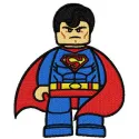 Lego Superman embroidery design showcasing a playful stitched motif for creative projects like t-shirts or tote bags.