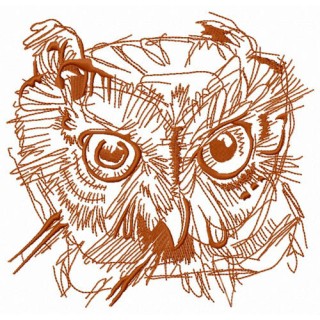 Wild owl head one color embroidery design - Embroidery Design