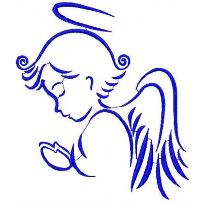 Preview of the Praying Angel 6 embroidery design featuring a serene angelic figure, ideal for various fabric projects.