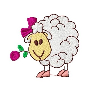 Lamb with tulip embroidery design - Embroidery Design