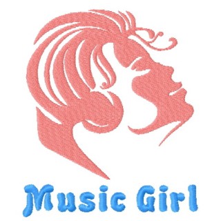 Music girl embroidery design - Embroidery Design