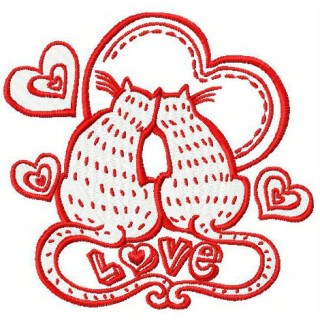 Cat's love embroidery design - Embroidery Design