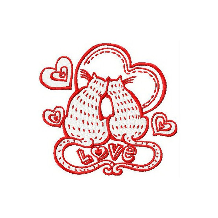 Cat's love embroidery design - Embroidery Design