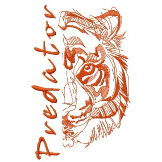 Half tiger muzzle predator embroidery design - Embroidery Design