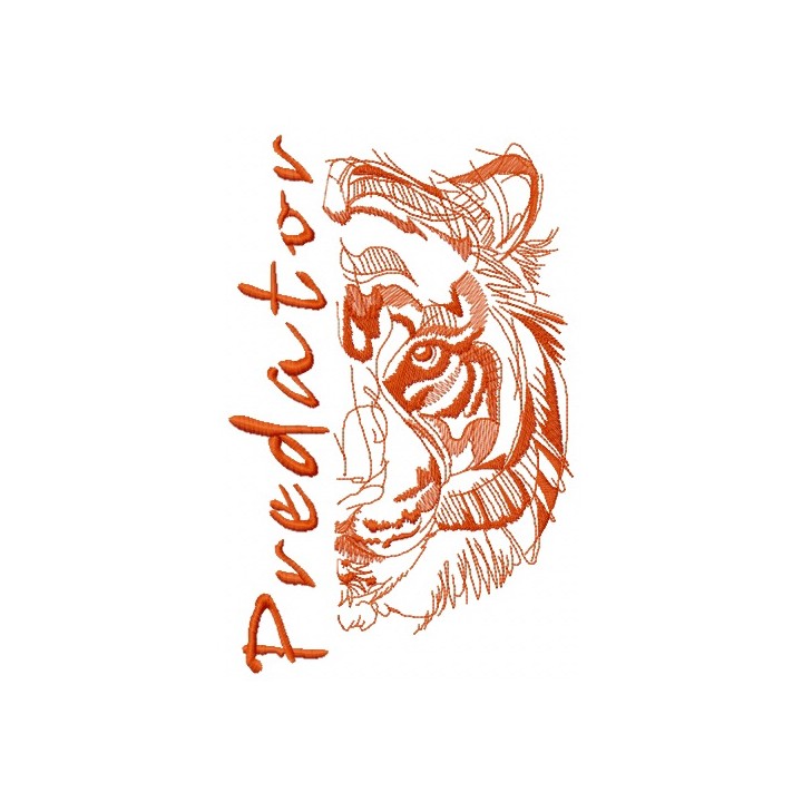 Half tiger muzzle predator embroidery design - Embroidery Design