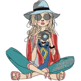 Lady photographer 4 embroidery design - Embroidery Design