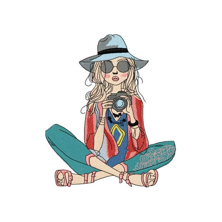 Lady photographer 4 embroidery design - Embroidery Design