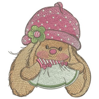 Bunny Mi in summer dress embroidery design - Embroidery Design