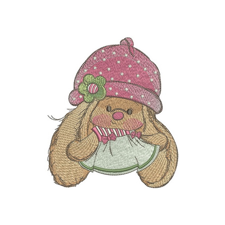 Bunny Mi in summer dress embroidery design - Embroidery Design