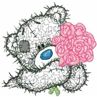 Teddy Bear with rose applique embroidery design - Embroidery Design