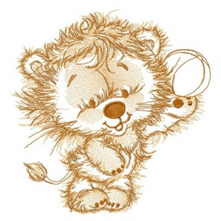 Beach volleyball with lion embroidery design - Embroidery Design