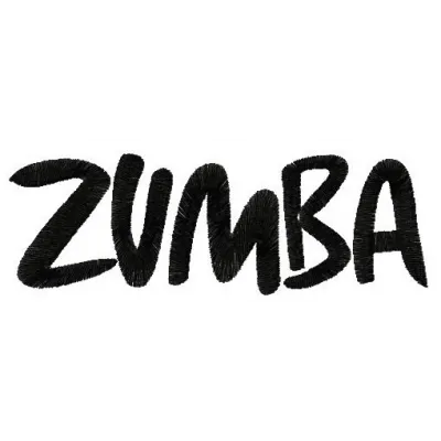 Zumba logo 3 embroidery design preview showcasing vibrant stitching patterns for activewear and accessories.