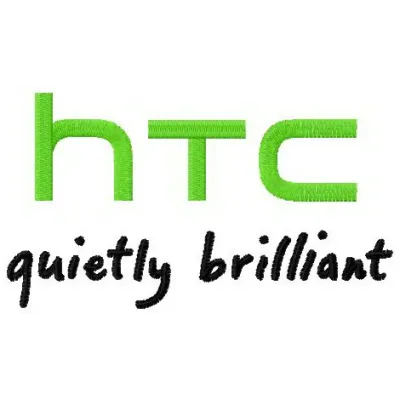 HTC logo embroidery design preview, showcasing a detailed stitching pattern for telecommunications projects.