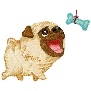 Tease pug-dog embroidery design - Embroidery Design