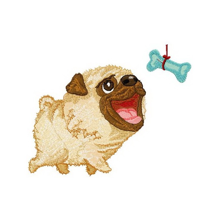 Tease pug-dog embroidery design - Embroidery Design