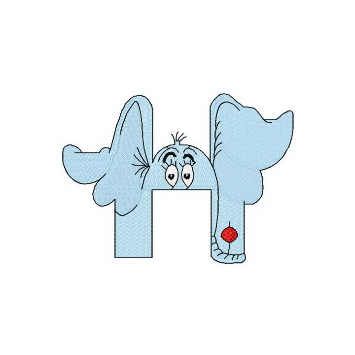 Dr. Seuss alphabet letter H embroidery design - Embroidery Design