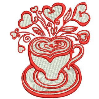 Valentine's cup embroidery design - Embroidery Design