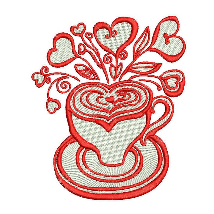 Valentine's cup embroidery design - Embroidery Design