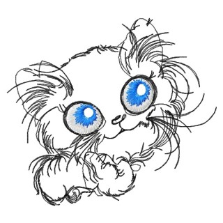 Pensive cat embroidery design - Embroidery Design