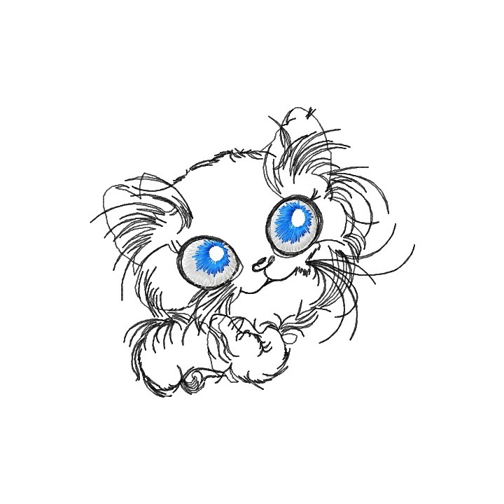 Pensive cat embroidery design - Embroidery Design