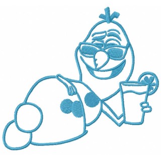 Olaf with cocktail embroidery design - Embroidery Design