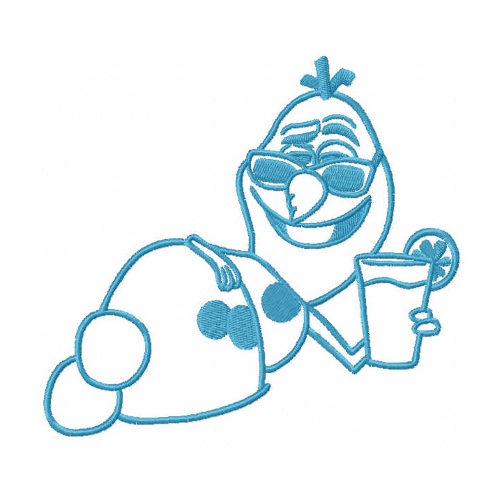 Olaf with cocktail embroidery design - Embroidery Design