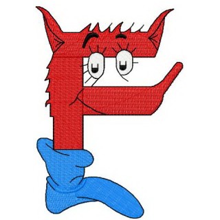 Dr. Seuss alphabet letter F embroidery design - Embroidery Design