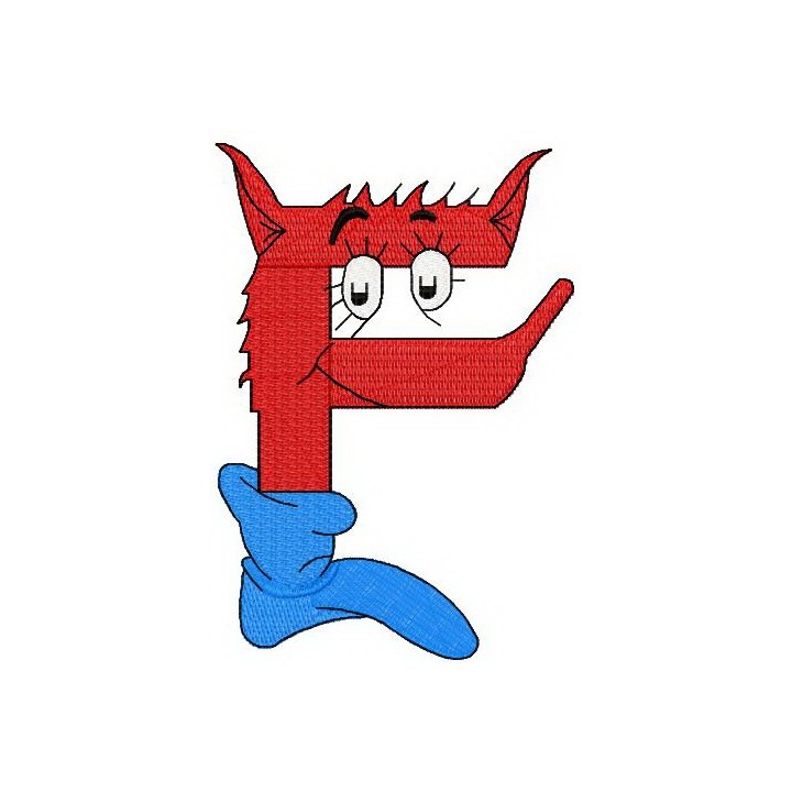 Dr. Seuss alphabet letter F embroidery design - Embroidery Design