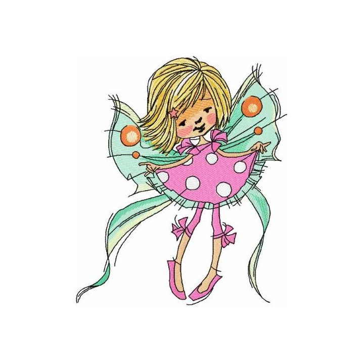 Flying cute fairy 3 embroidery design - Embroidery Design