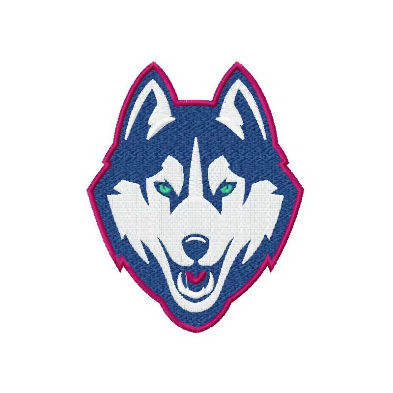 Connecticut Huskies logo 3 embroidery design preview showcasing intricate stitching details for sports enthusiasts.