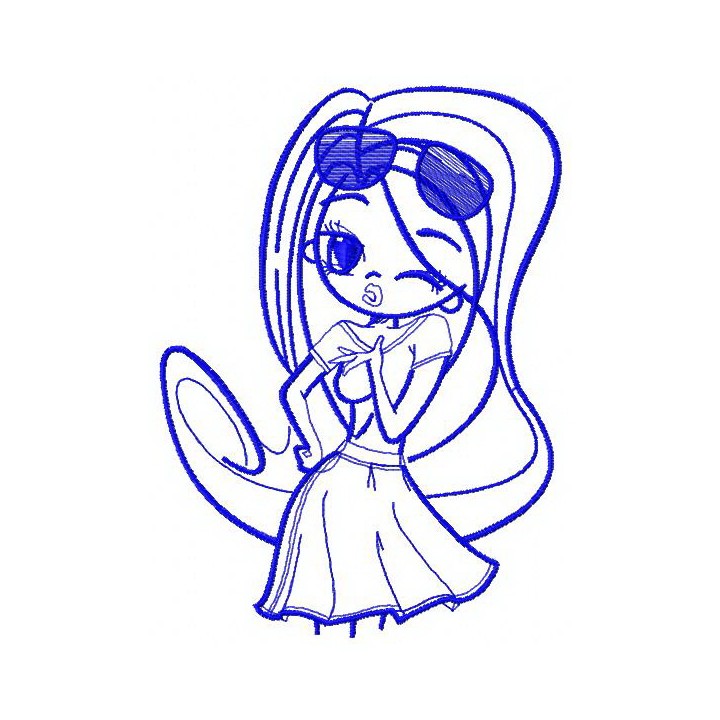 Anime girl 3 embroidery design - Embroidery Design