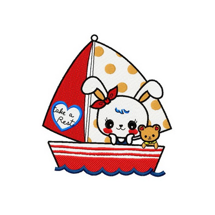 Bunny's boat trip 2 embroidery design - Embroidery Design