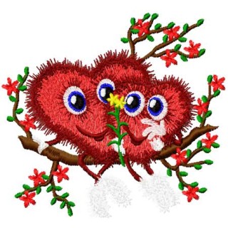 Two happy hearts embroidery design - Embroidery Design