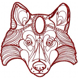 Tribal red wolf embroidery design - Embroidery Design
