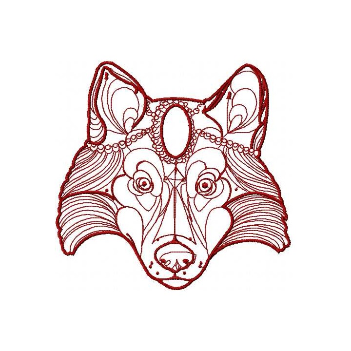 Tribal red wolf embroidery design - Embroidery Design