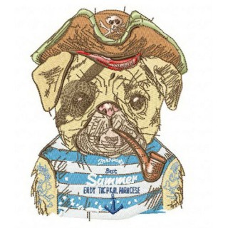 Pirate pug-dog 2 embroidery design - Embroidery Design
