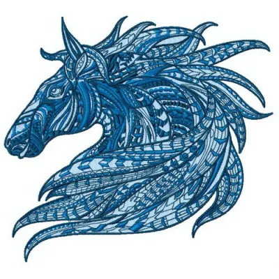 Mosaic horse 2 embroidery design showcasing a colorful horse motif for stitching on various fabric items.