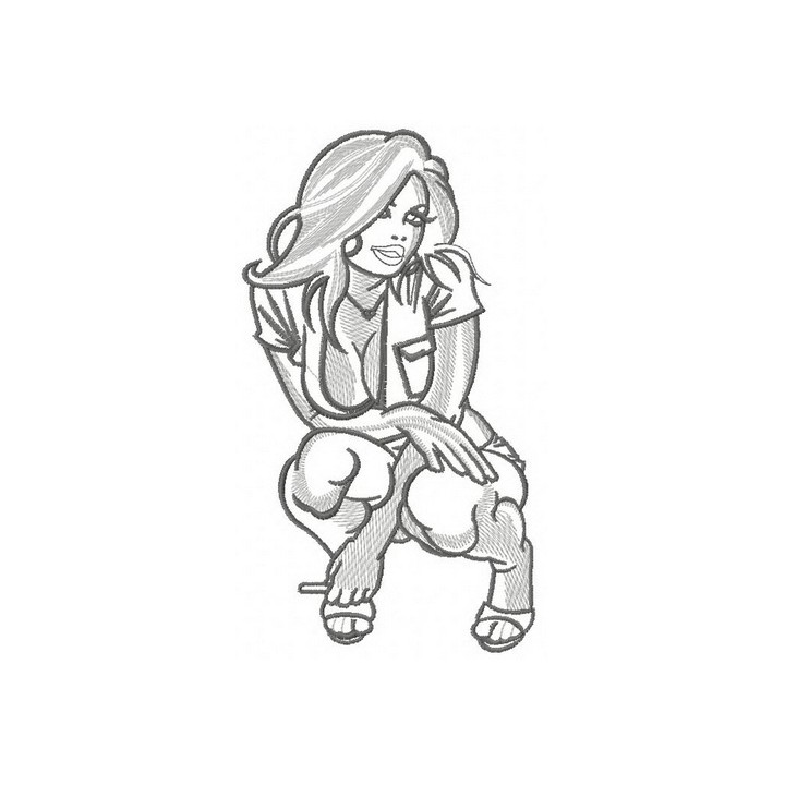 Sexy brunette 3 embroidery design - Embroidery Design