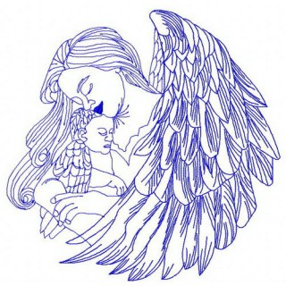 Angel with newborn 3 embroidery design - Embroidery Design