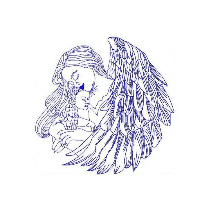 Angel with newborn 3 embroidery design - Embroidery Design
