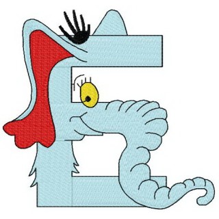 Dr. Seuss alphabet letter E embroidery design - Embroidery Design