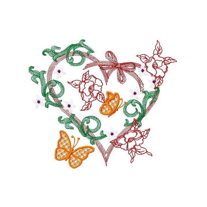 Vintage heart embroidery design - Embroidery Design