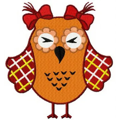 Scared owl embroidery design featuring a whimsical owl with wide eyes, perfect for stitching on apparel or home decor.