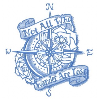 Not All Who Wander Are Lost one color embroidery design - Embroidery Design