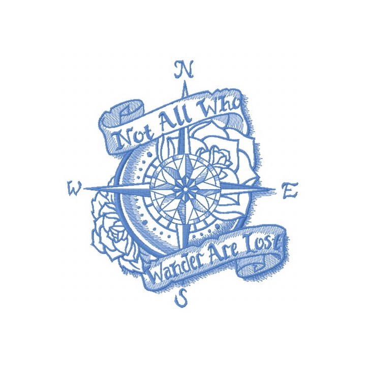 Not All Who Wander Are Lost one color embroidery design - Embroidery Design