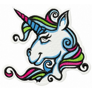 Unicorn with bright mane embroidery design - Embroidery Design