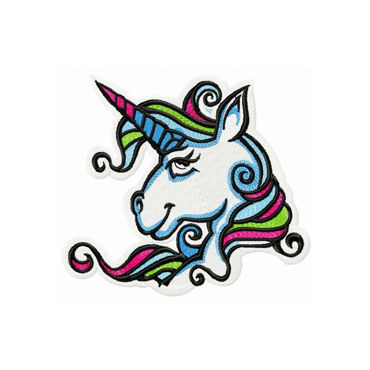 Unicorn with bright mane embroidery design - Embroidery Design