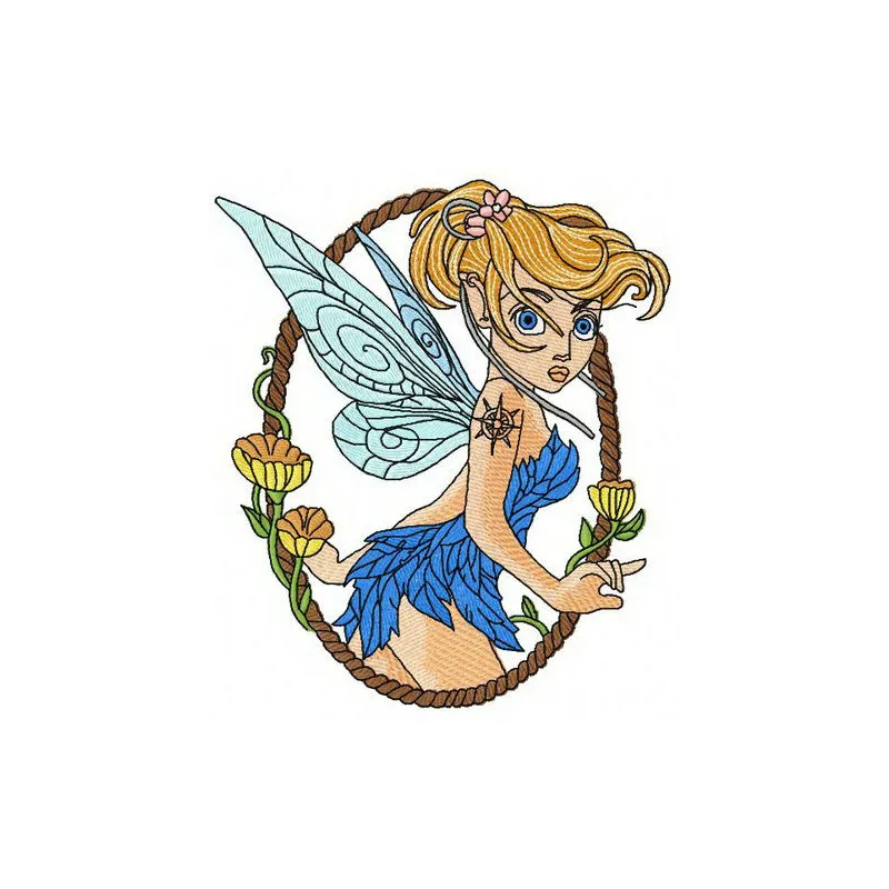 Scared Tinkerbell 3 embroidery design featuring a whimsical fairy motif for creative stitching projects.