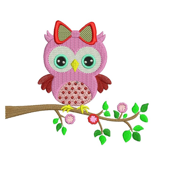 Spring baby owl embroidery design - Embroidery Design