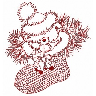 Christmas teddy with toy deer 2 embroidery design - Embroidery Design
